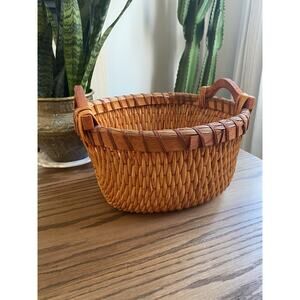 Antique Woven Willow Basket With Wooden Handles Basket Chinese Woven Reed Basket